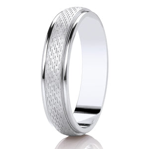 Gents Patterned White Gold Band | 151