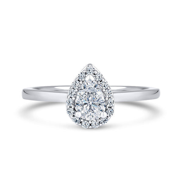 Pear Halo Platinum Ring, Shared Setting | DHP01 SMP