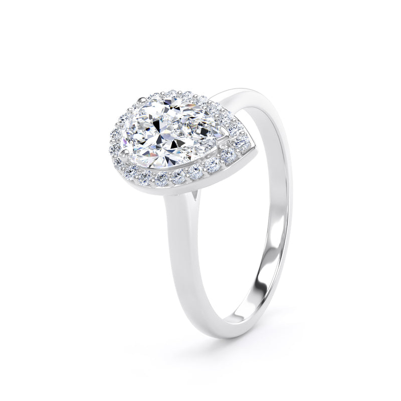 Halo Ring | Platinum, Pear Diamond | DHP01 LGP
