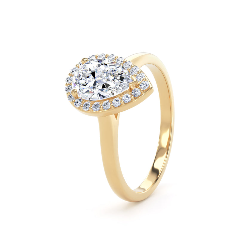 Halo Ring | Yellow Gold, Pear Diamond | DHP01 SMP
