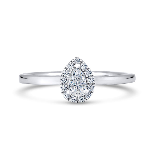 Pear Halo Platinum Ring, Fishtail Set | DHP02 SMP