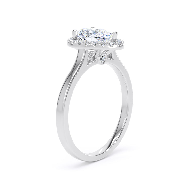 Halo Peekaboo Ring | White Gold, Pear Diamond | DHP02 LGP