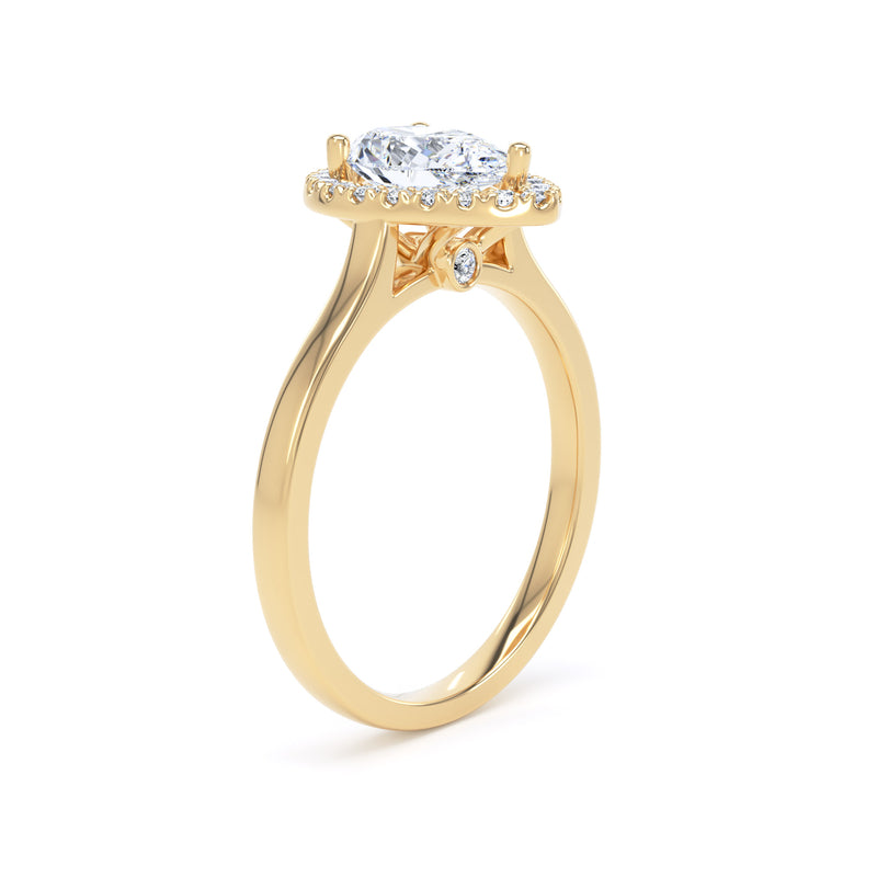 Halo Peekaboo Ring | Yellow Gold, Pear Diamond | DHP02 LGP