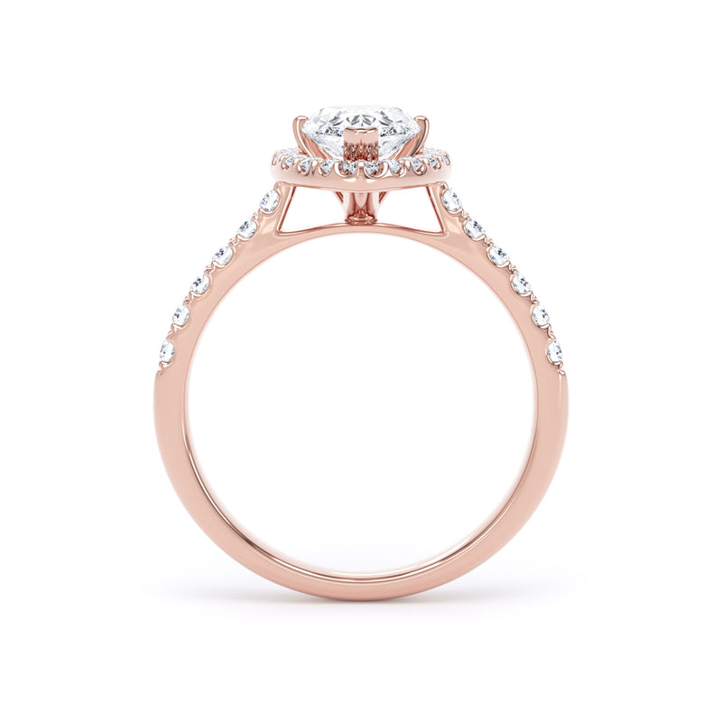 Pear Diamond Rose Gold Ring, Diamond Band Halo | LGD DHS01