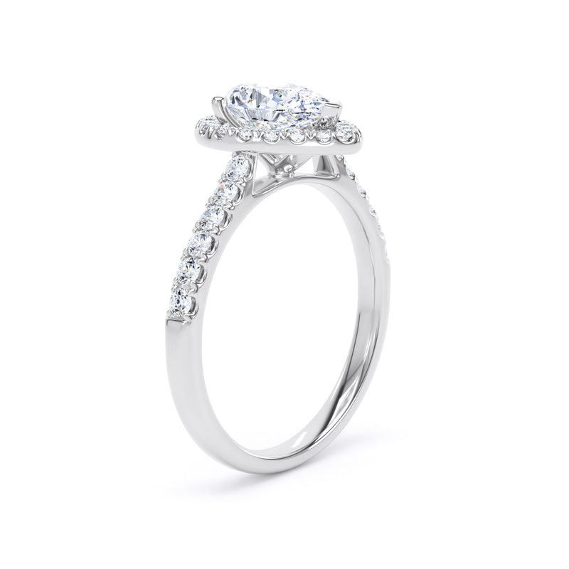 Pear Diamond Platinum Ring, Diamond Band Halo | LGD DHS01