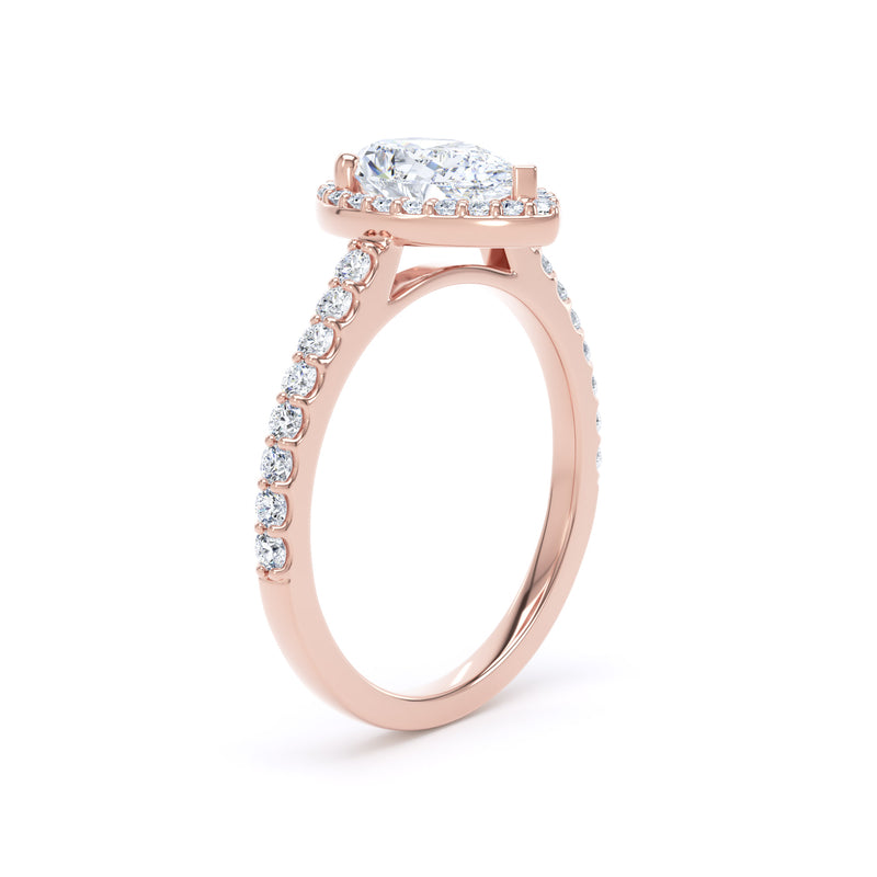 Halo Diamond Shoulder Ring | Rose Gold, Pear Diamond  | DHW01 SMP