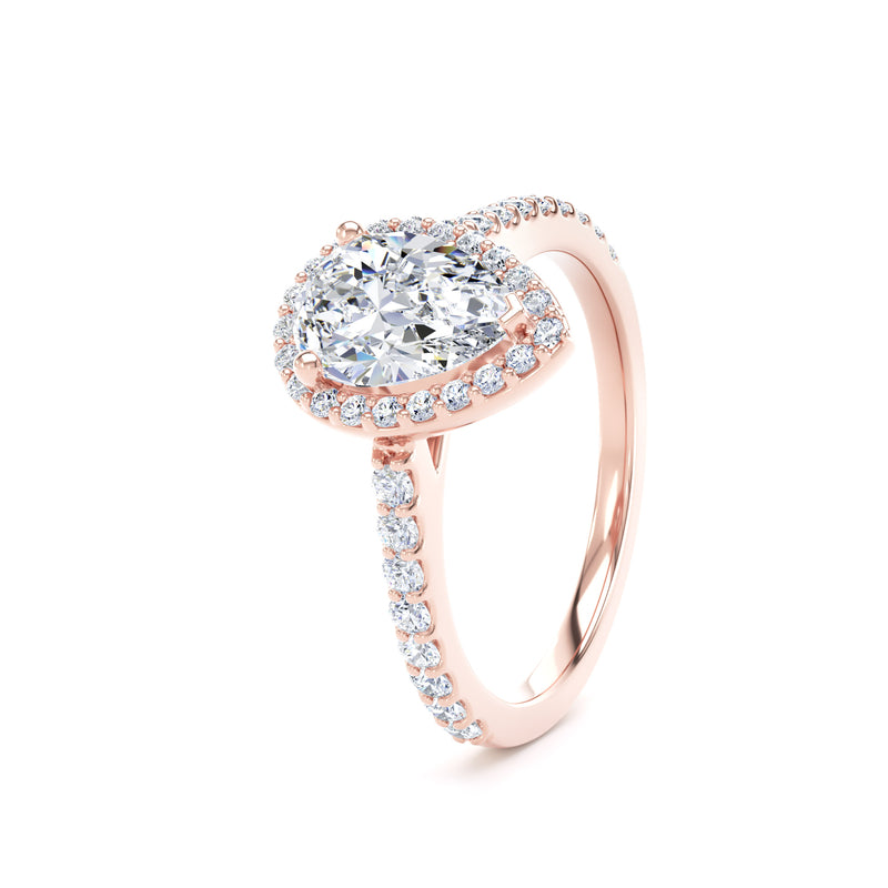 Halo Diamond Shoulder Ring | Rose Gold, Pear Diamond  | DHW01 LGP