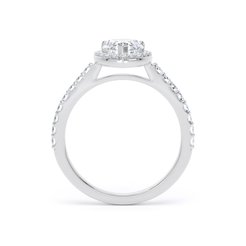 Halo Diamond Shoulder Ring | White Gold, Pear Diamond  | DHW01 LGP
