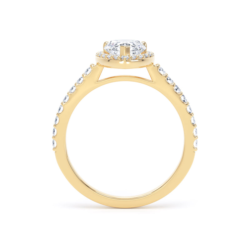 Halo Diamond Shoulder Ring | Yellow Gold, Pear Diamond  | DHW01 LGP