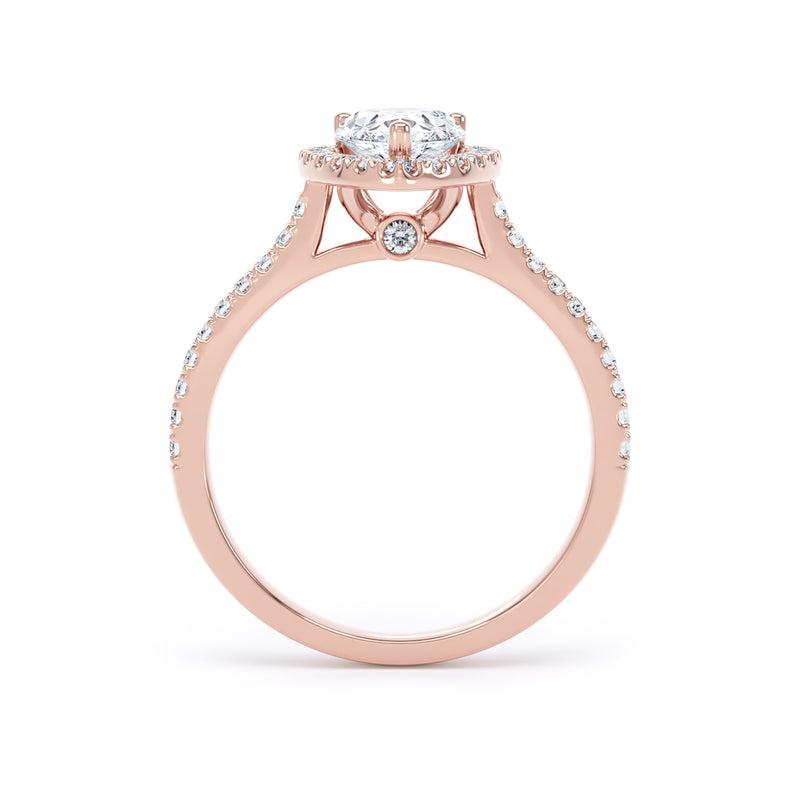 Halo Peekaboo Diamond Shoulder Ring | Rose Gold, Pear Diamond | DHW02 | LGP