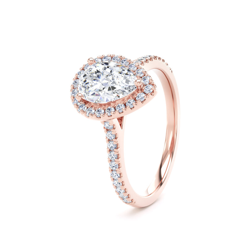 Halo Peekaboo Diamond Shoulder Ring | Rose Gold, Pear Diamond | DHW02 | LGP