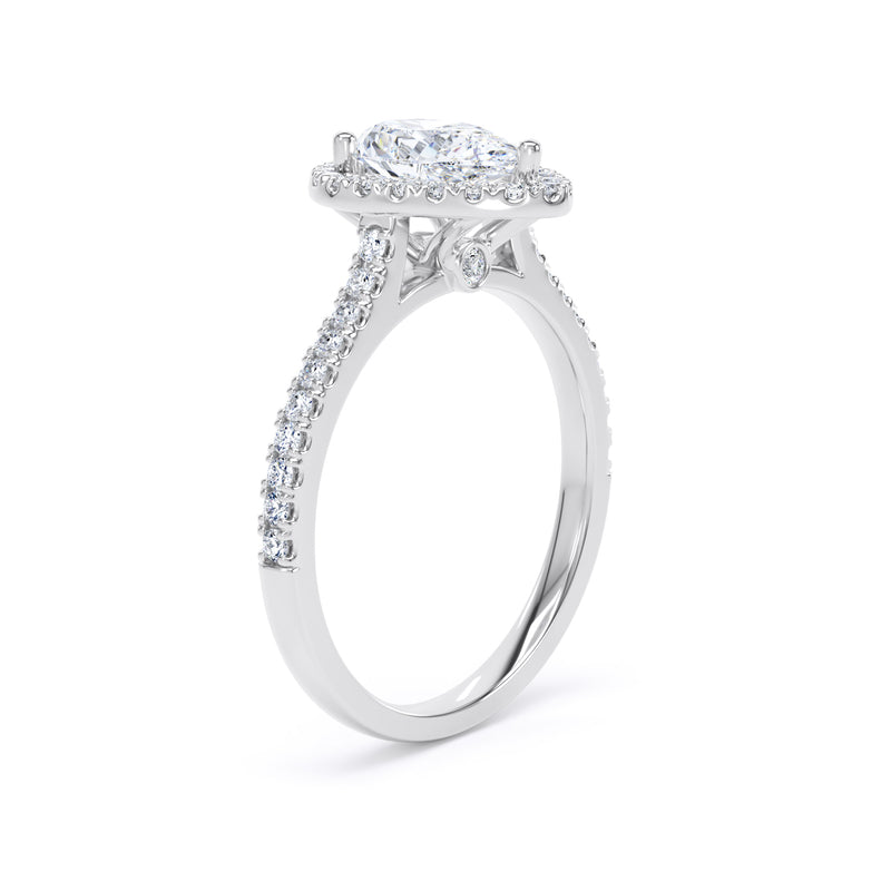 Halo Peekaboo Diamond Shoulder Ring | White Gold, Pear Diamond | DHW02 | SMP