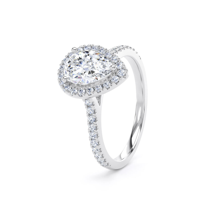 Halo Peekaboo Diamond Shoulder Ring | Platinum, Pear Diamond | DHW02 | LGP