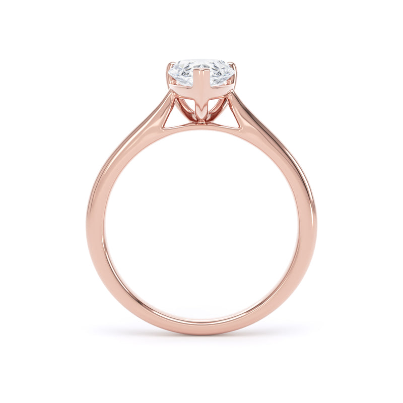 Pear Diamond Rose Gold Ring, Pinched Band Solitaire | LGD DPP02