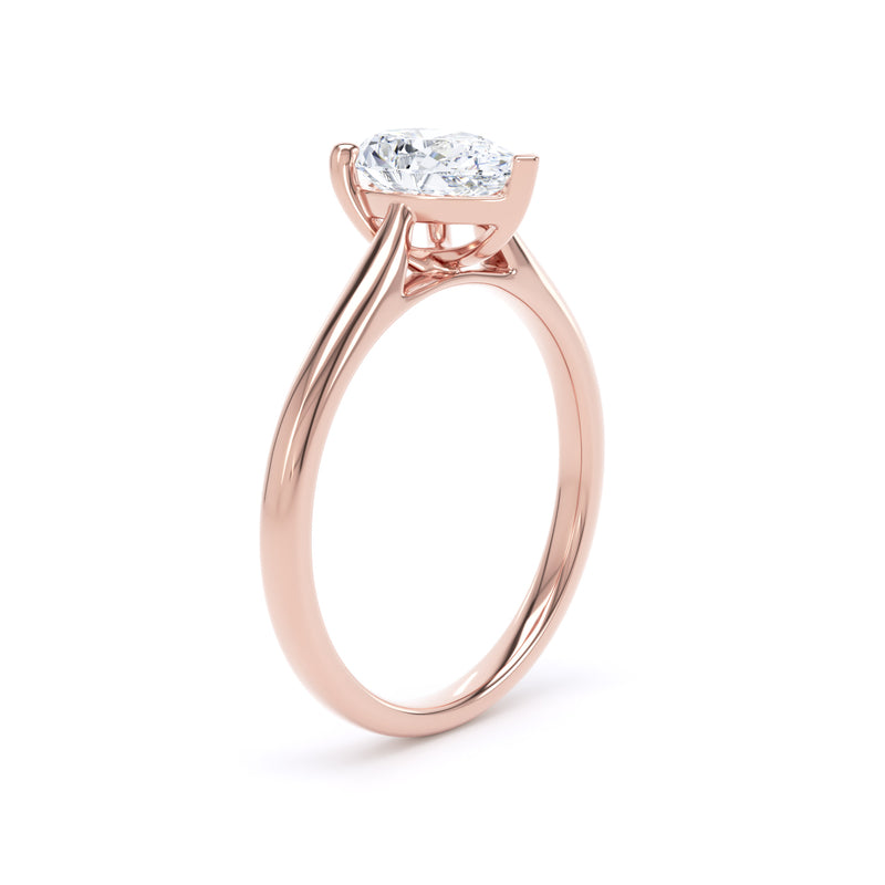 Pear Diamond Rose Gold Ring, Pinched Band Solitaire | LGD DPP02