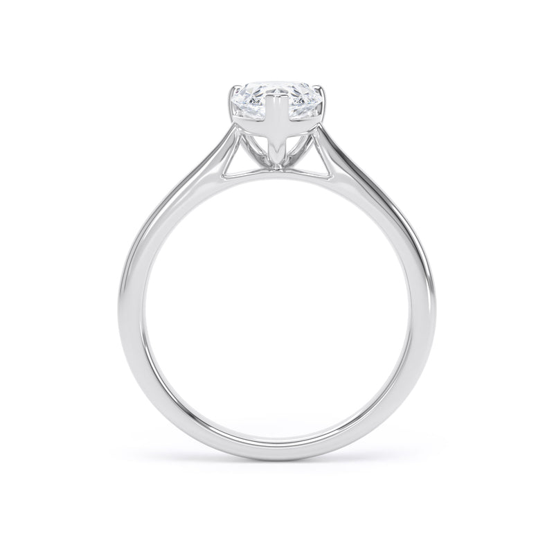 Pear Diamond Platinum Ring, Pinched Band Solitaire | SMD DPP02