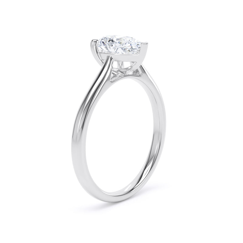Pear Diamond Platinum Ring, Pinched Band Solitaire | SMD DPP02