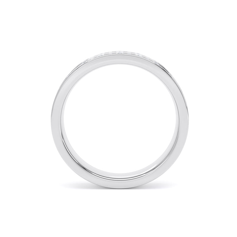 Round & Baguette Diamond White Gold Ring, Double Channel Half Eternity | ET1227