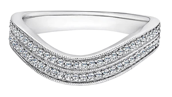 Round Diamond Platinum Ring, Double Row Curved Half Eternity | ET1251