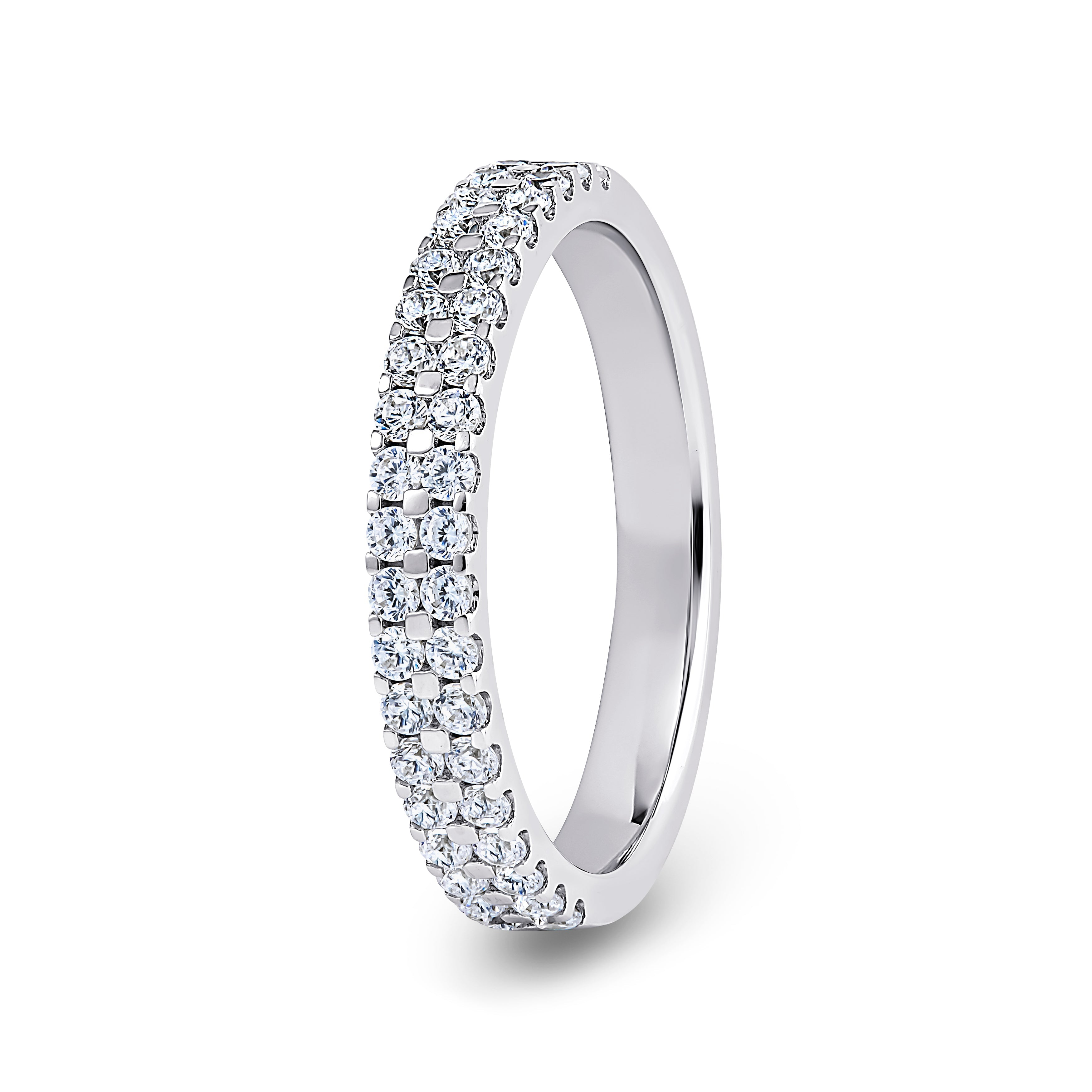 Round, Double Row, White Gold Half Set Eternity Ring