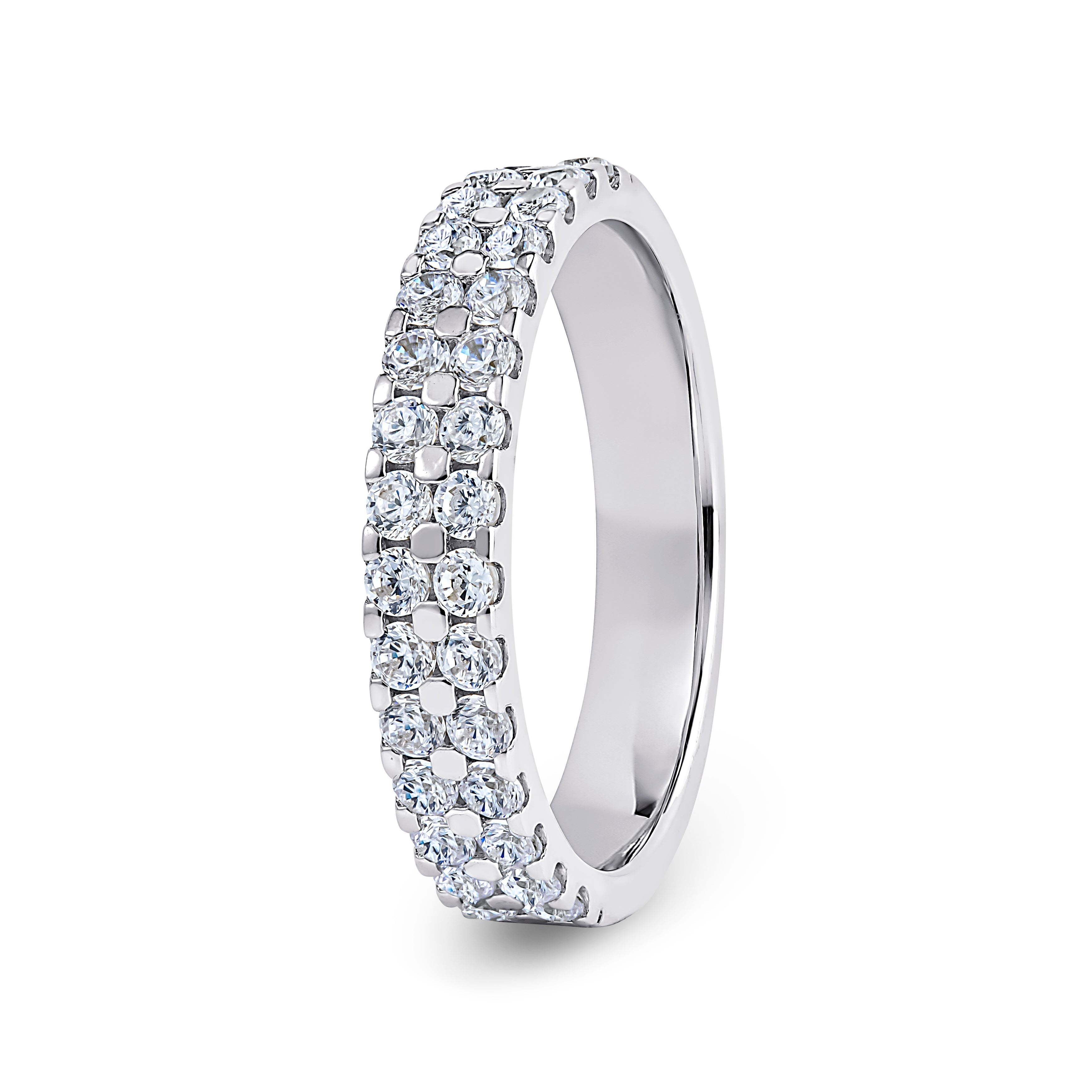 Round, Double Row, White Gold Half Set Eternity Ring