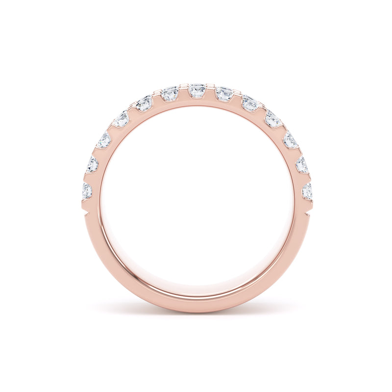 Round Diamond Rose Gold Ring, Double Row Micro Set Half Eternity | ET1224