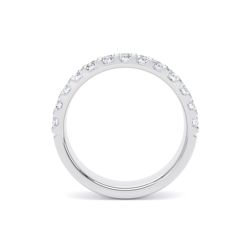 Round Diamond White Gold Ring, Double Row Micro Set Half Eternity | ET1224