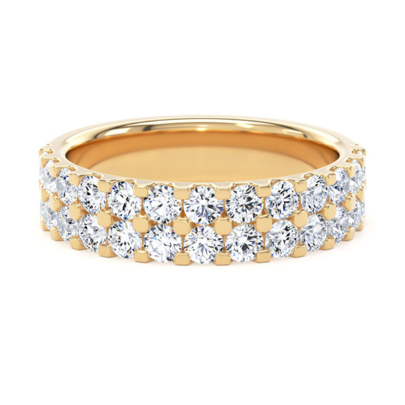 Round Diamond Ring, Double Row Micro Set Half Eternity | ET1224