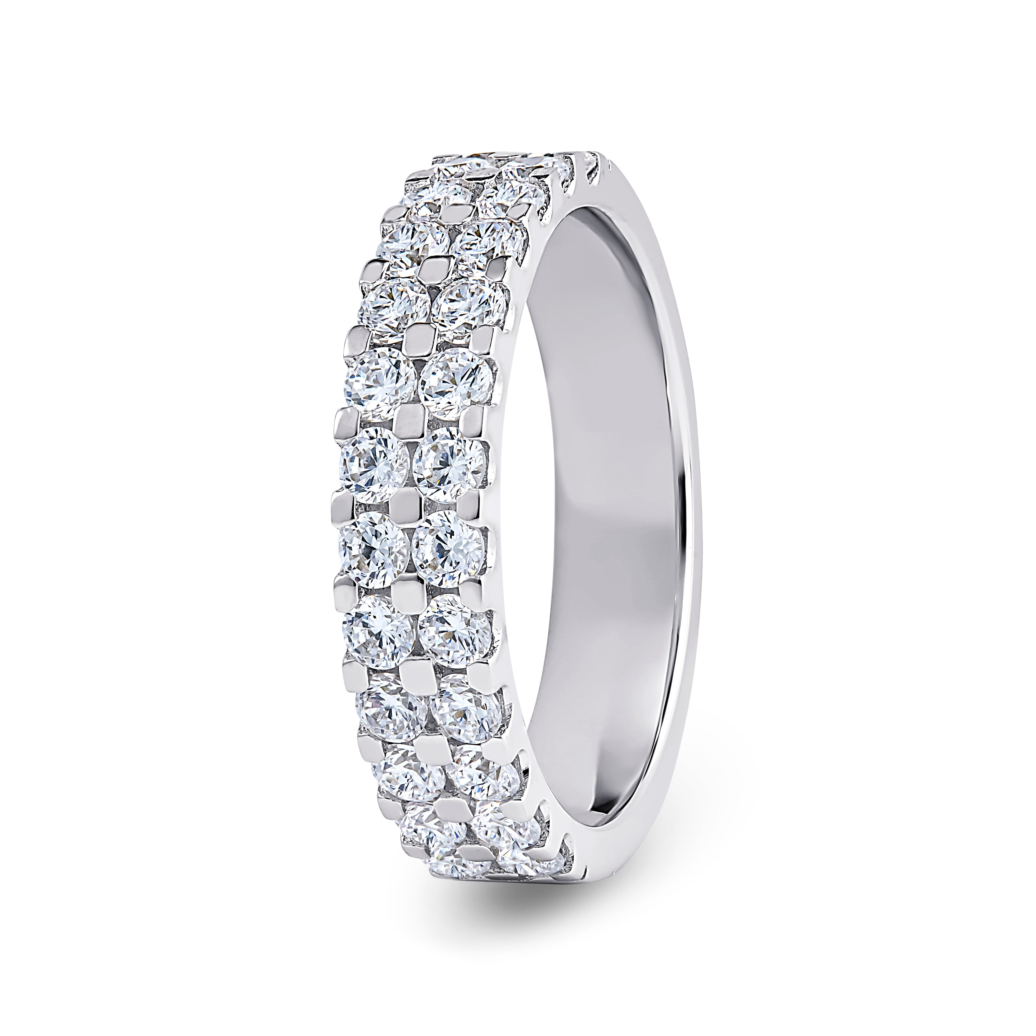 Round, Double Row, White Gold Half Set Eternity Ring