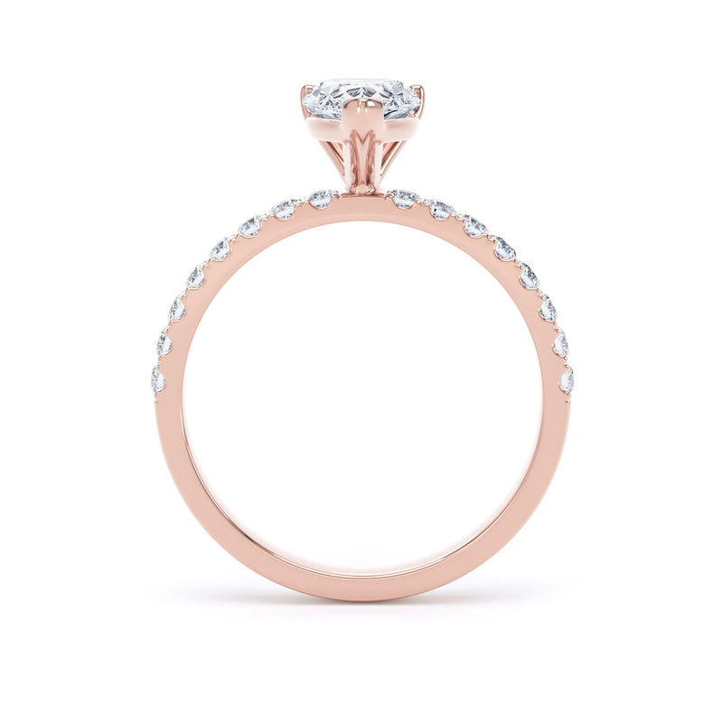 Pear Diamond Rose Gold Ring, Floating Head Shoulder Set | SMD DSP03