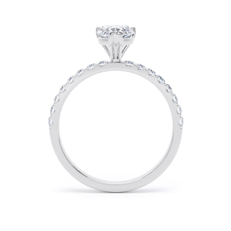 Pear Diamond Platinum Ring, Floating Head Shoulder Set | SMD DSP03