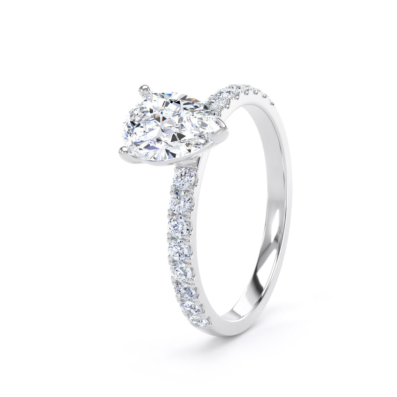 Pear Diamond Platinum Ring, Floating Head Shoulder Set | SMD DSP03