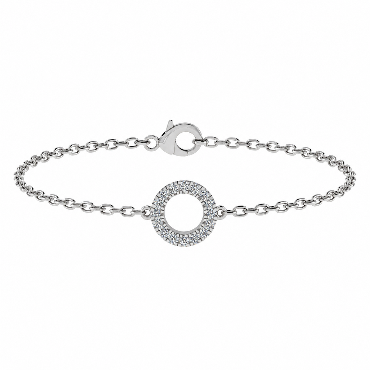Round Diamond White Gold Bracelet | Micro Set Circle | BT1005