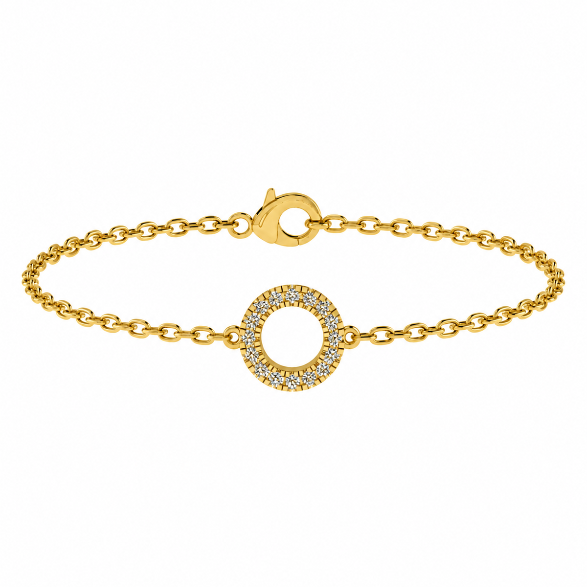 Round Diamond Yellow Gold Bracelet | Micro Set Circle | BT1005