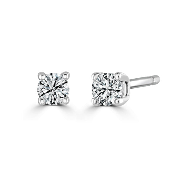 Round Diamond Platinum Earrings, 4 Claw Stud | RE1001