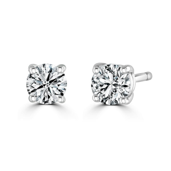 Round Diamond Platinum Earrings, 4 Claw Stud | RE1001