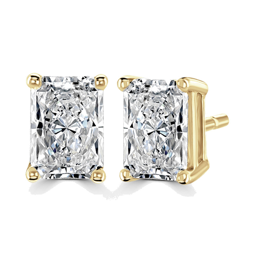 Radiant Diamond Earrings, 4 Claw Stud Solitaire | RE1001
