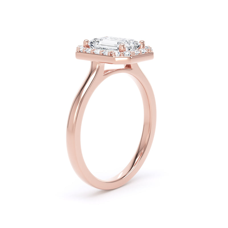 Halo Ring | Rose Gold, Emerald Diamond | EHP01 LGE