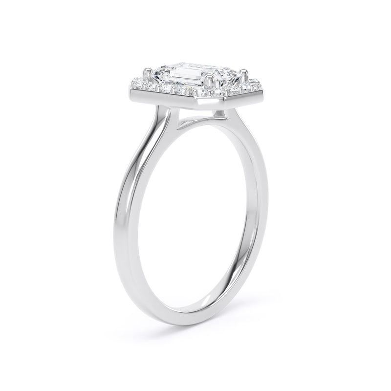 Halo Ring | White Gold, Emerald Diamond | EHP01 SME