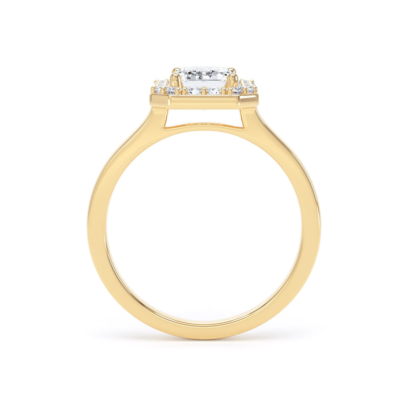 Halo Ring | Yellow Gold, Emerald Diamond | EHP01 LGE