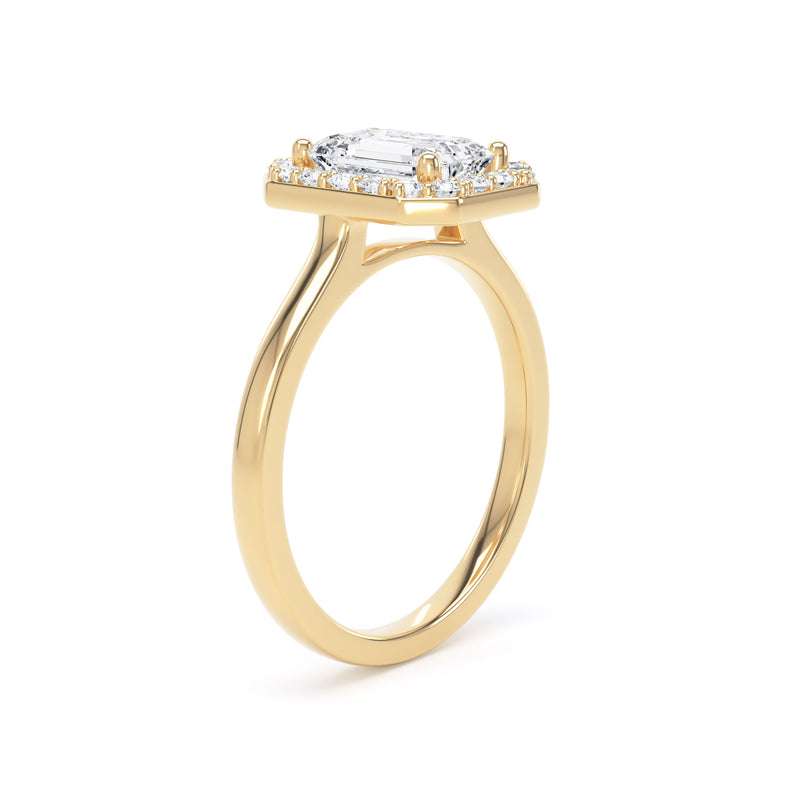 Halo Ring | Yellow Gold, Emerald Diamond | EHP01 SME