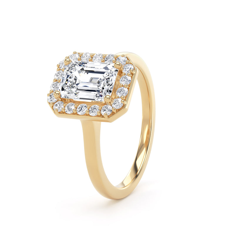 Halo Ring | Yellow Gold, Emerald Diamond | EHP01 LGE