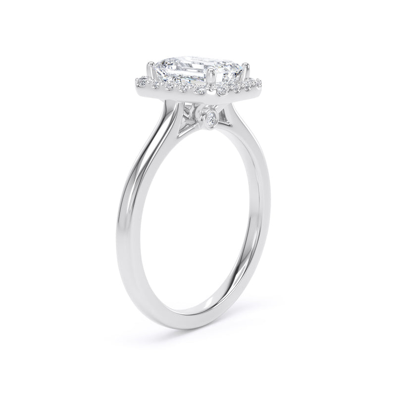 Halo Peekaboo Ring | White Gold, Emerald Diamond | EHP02 SME