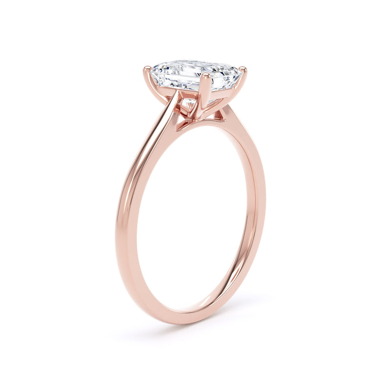 Emerald Cut Solitaire Rose Gold Ring | EPP01 LGE