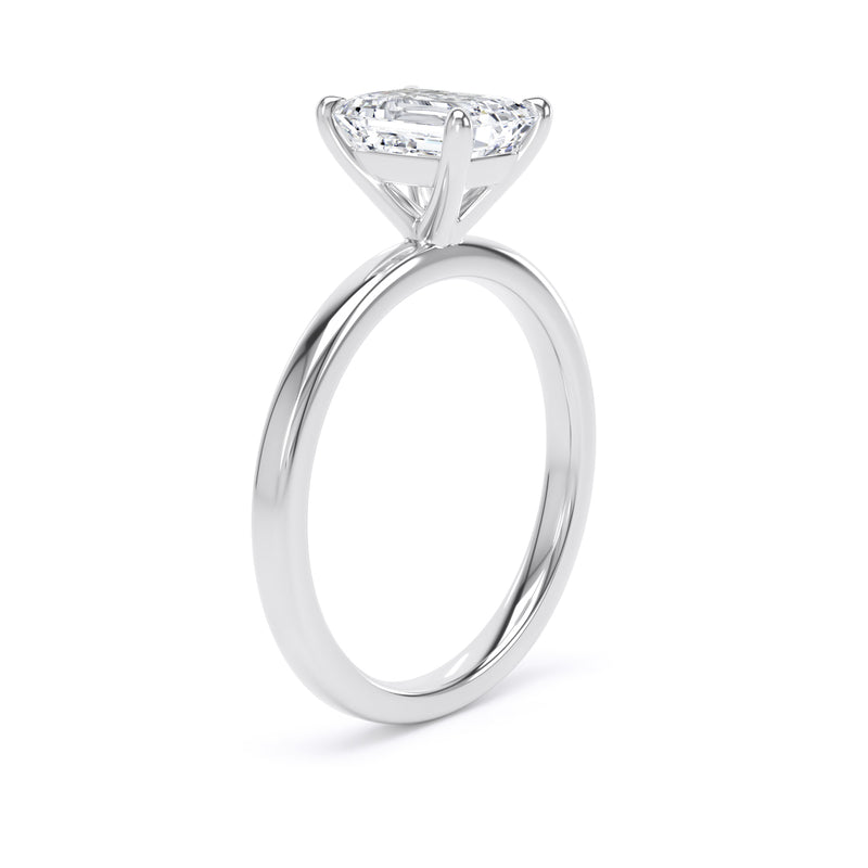 Emerald Diamond White Gold Engagement Ring, Floating Head Solitaire | EPP03-25