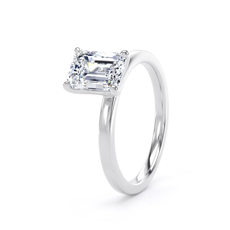 Emerald Diamond White Gold Engagement Ring, Floating Head Solitaire | EPP03-25