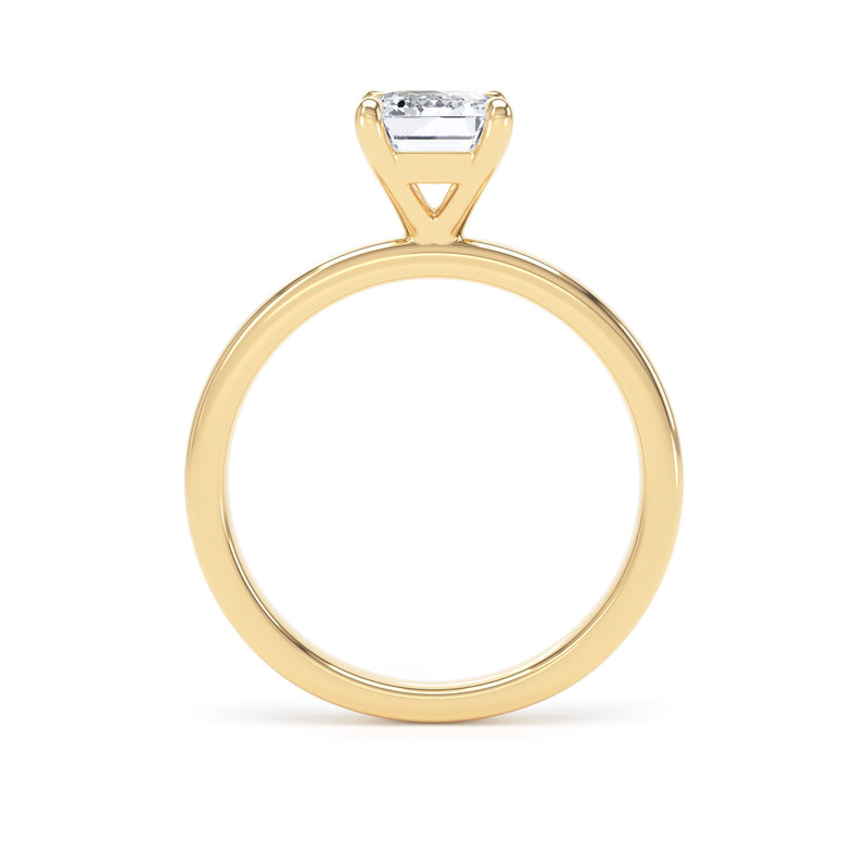Emerald Diamond Yellow Gold Ring, Floating Head Solitaire | LGE EPP03