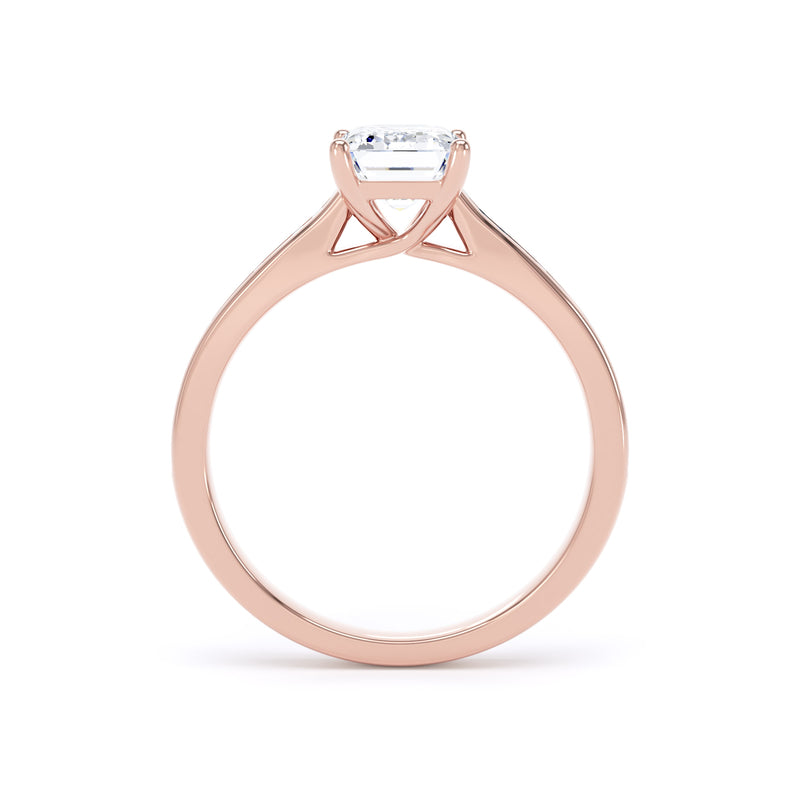 Emerald Cut Shoulder Set Rose Gold Ring | ESC01 SME