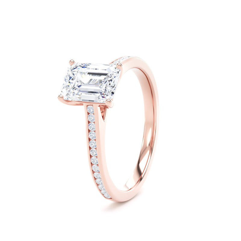 Emerald Cut Shoulder Set Rose Gold Ring | ESC01 SME