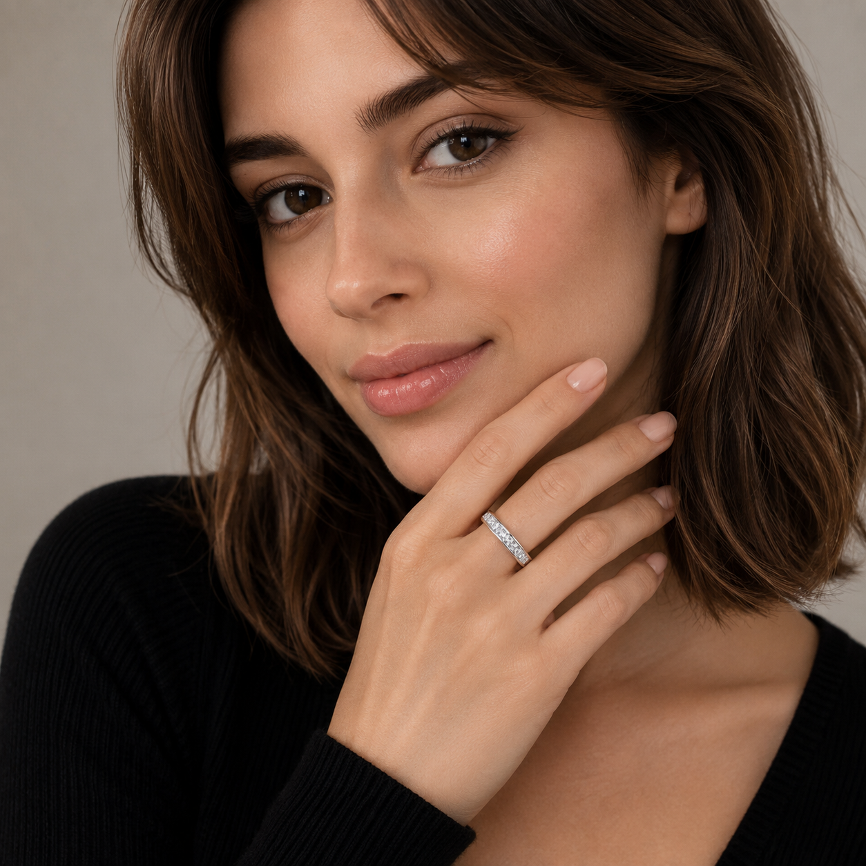 Princess Diamond Ring, Channel Set Half Eternity | ET1208